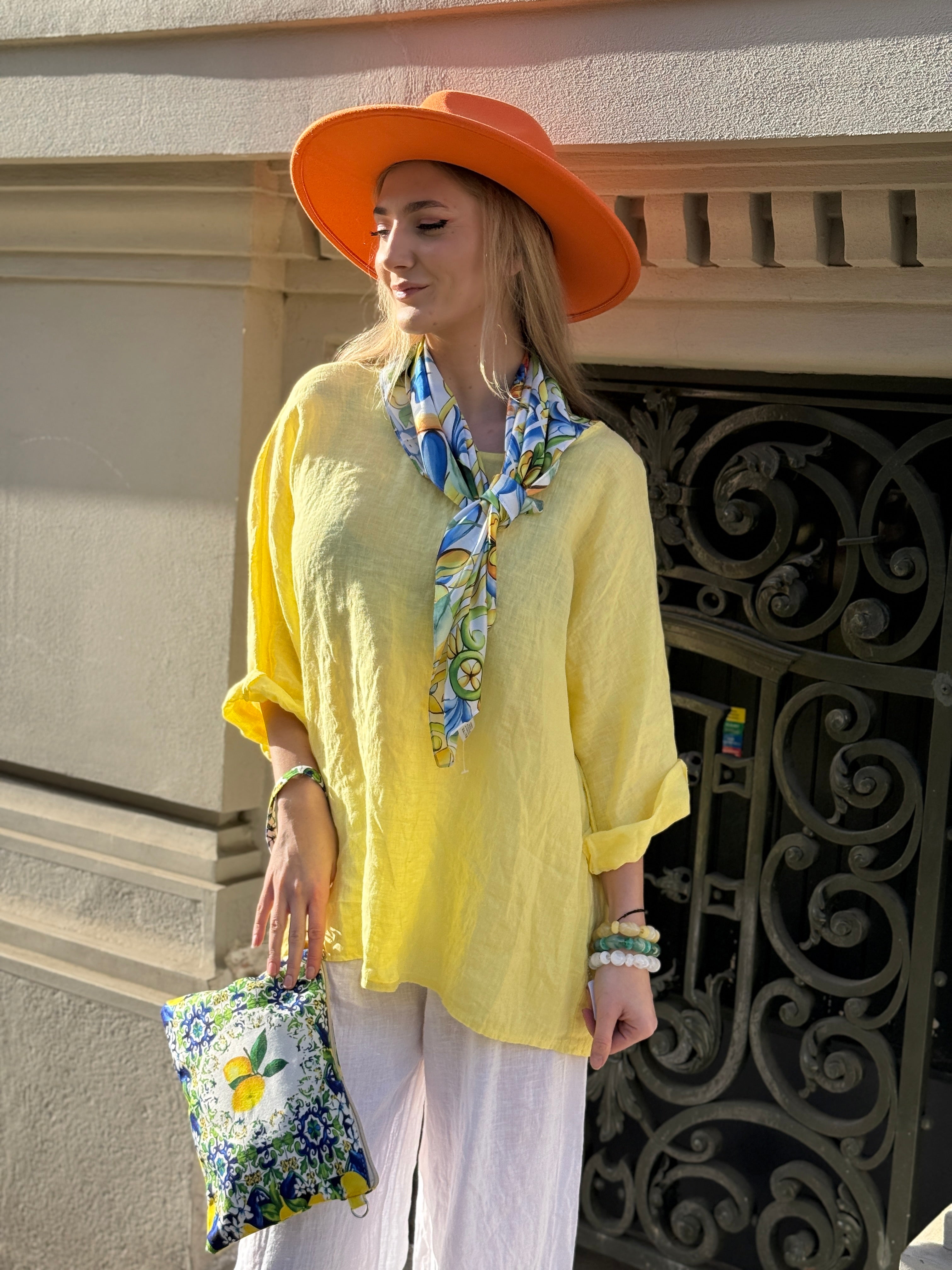 Blúzka žltá 100%LINO