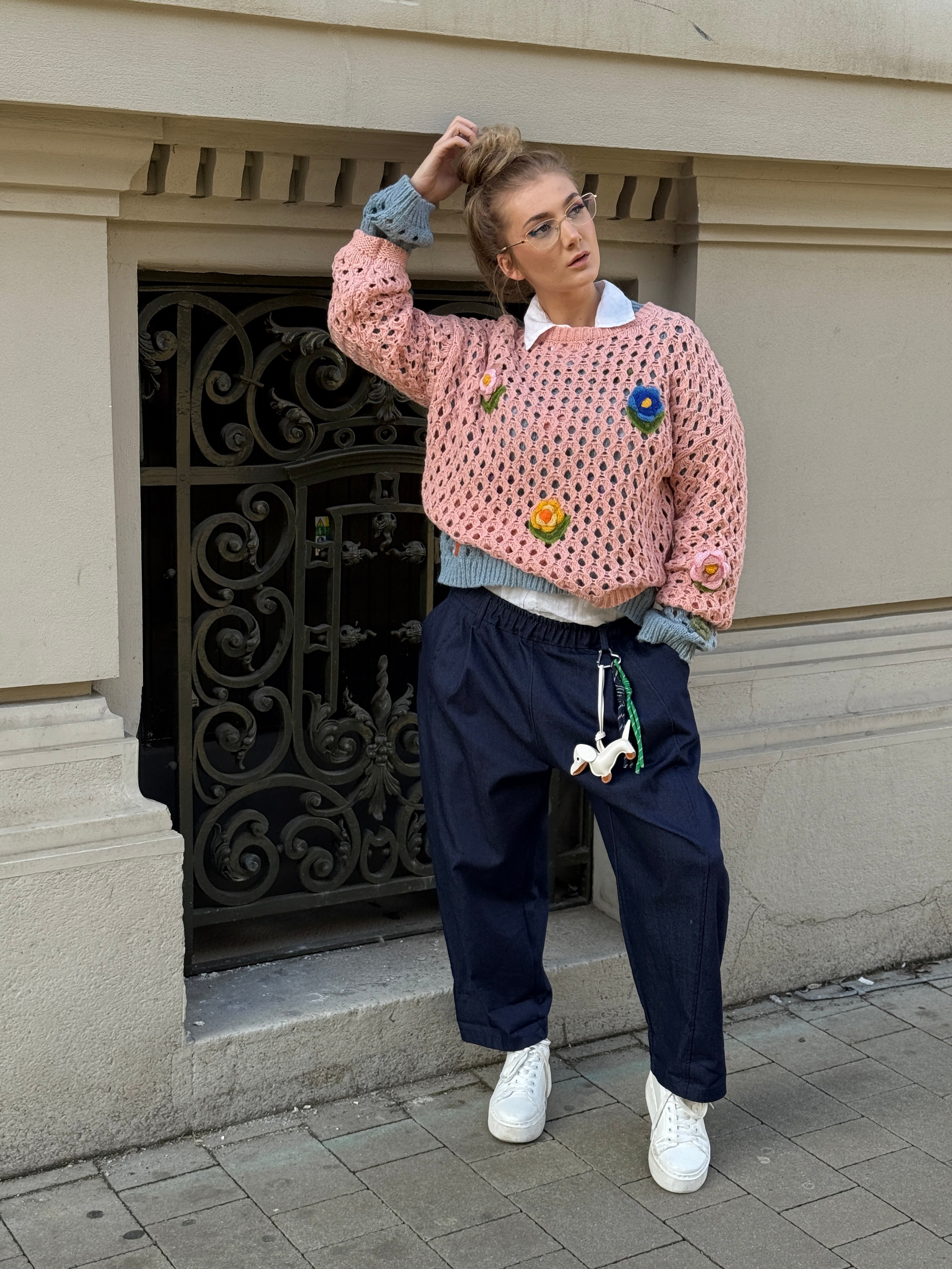 Svetrik ružový one size S-L