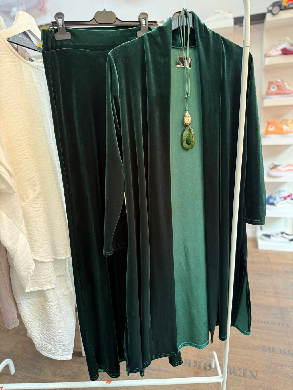 Komplet samet cardigan + nohavice
