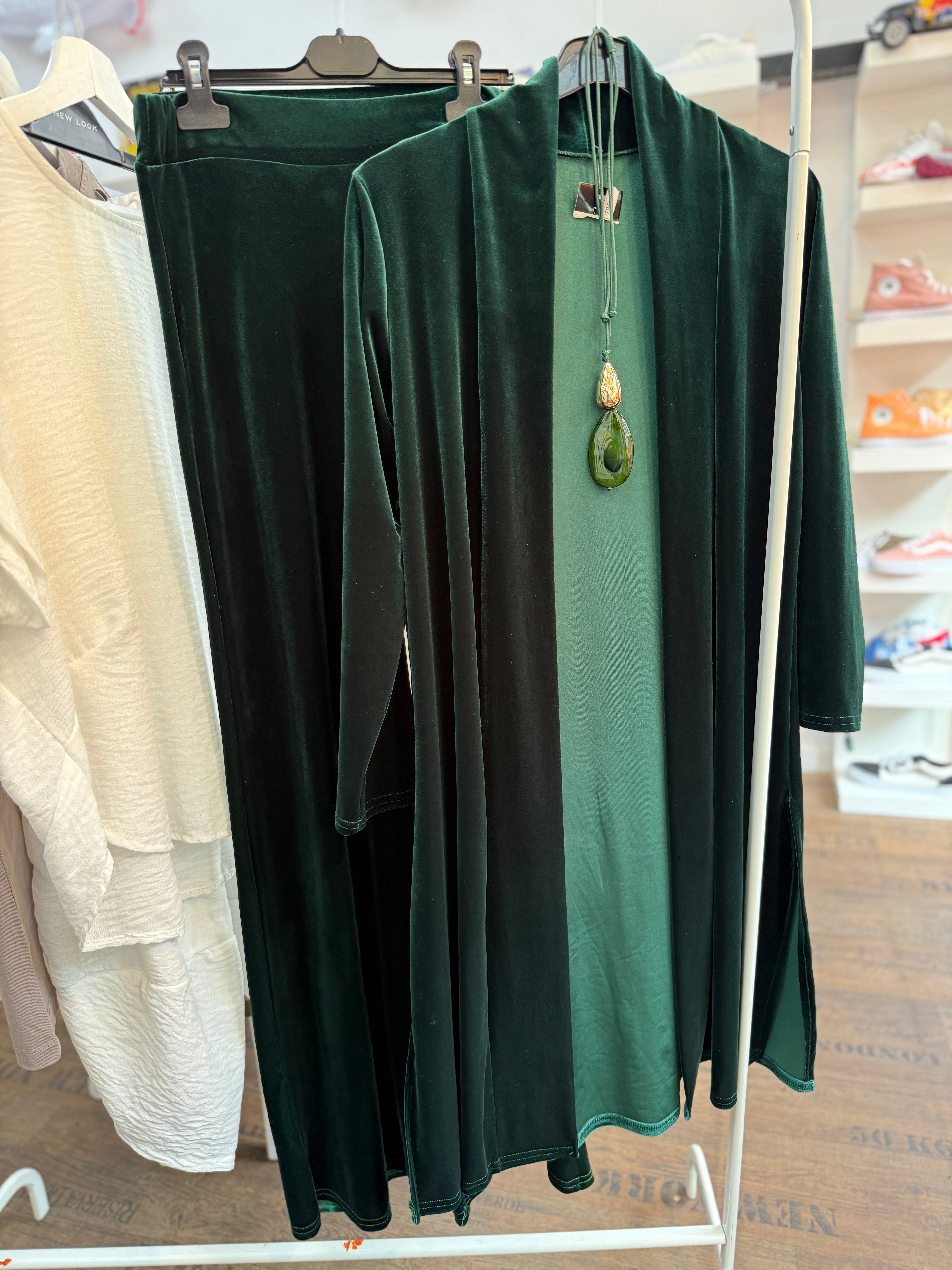 Komplet samet cardigan + nohavice