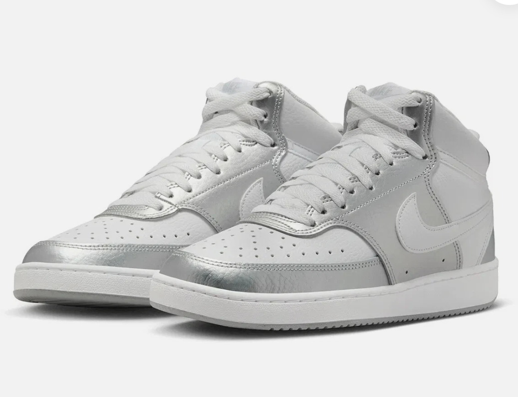Nike Court Vision Mid - Women`s Sneaker Grey White Silver CD5436-108 NEW